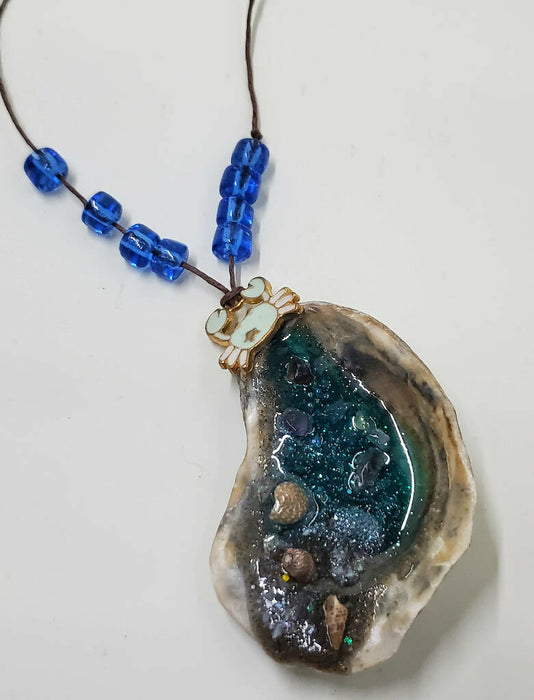 Natural Resin Oyster Shell Beach Scene Wall Art or Hanging Decor