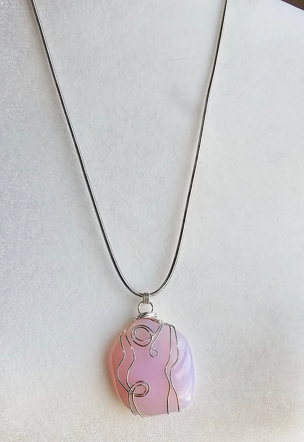 Pink Recycled Glass Pendant Necklace
