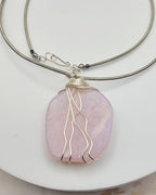 Pink Recycled Glass Pendant Necklace