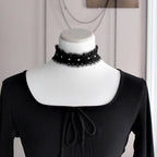 Rhinestone Choker. Black Lace Reversible Choker. Adjustable