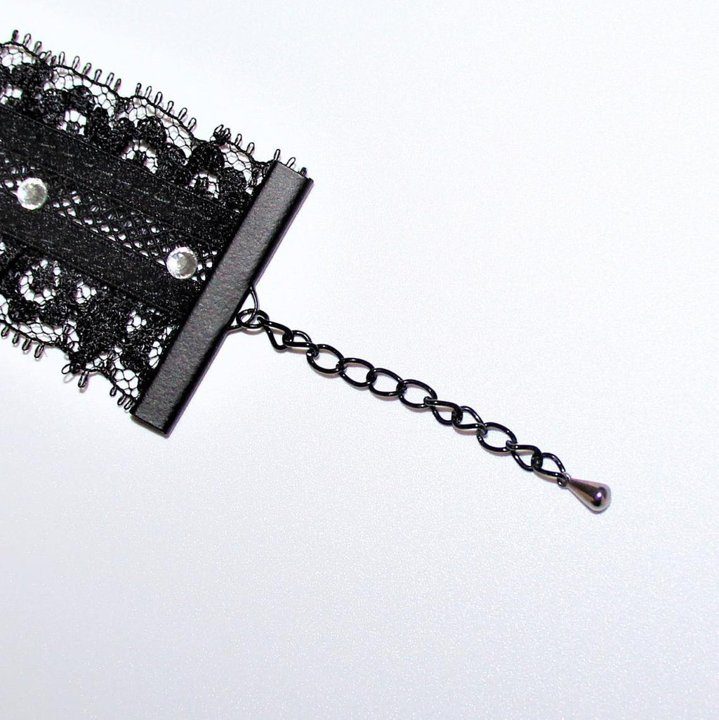 Rhinestone Choker. Black Lace Reversible Choker. Adjustable