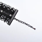 Rhinestone Choker. Black Lace Reversible Choker. Adjustable