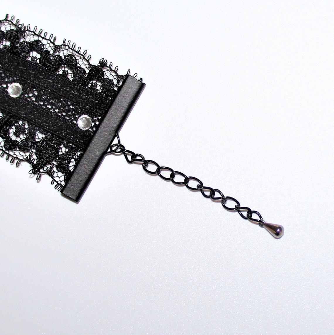 Rhinestone Choker. Black Lace Reversible Choker. Adjustable