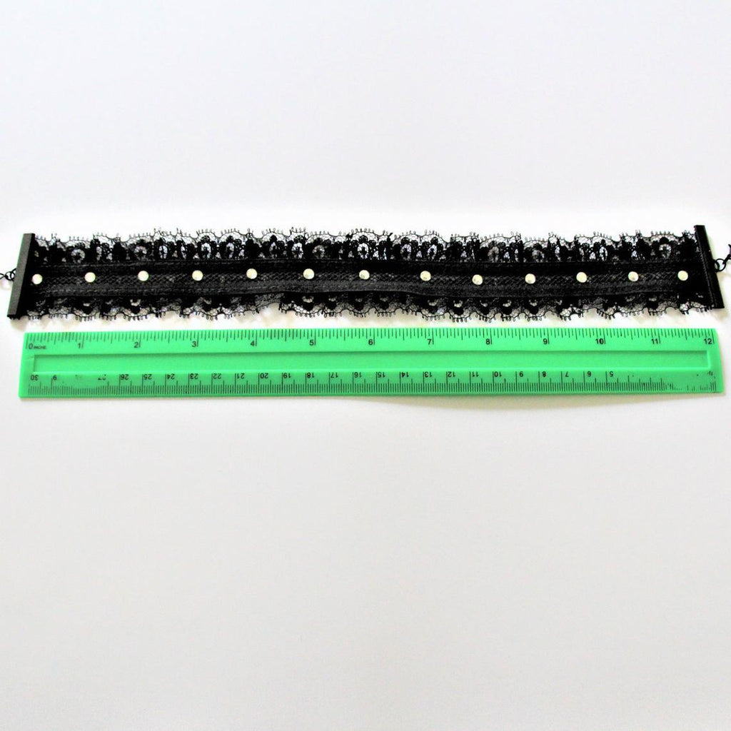 Rhinestone Choker. Black Lace Reversible Choker. Adjustable