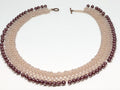 Handmade Pink Mauve Pearl Netting Beadweaving Necklace
