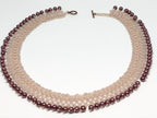Handmade Pink Mauve Pearl Netting Beadweaving Necklace