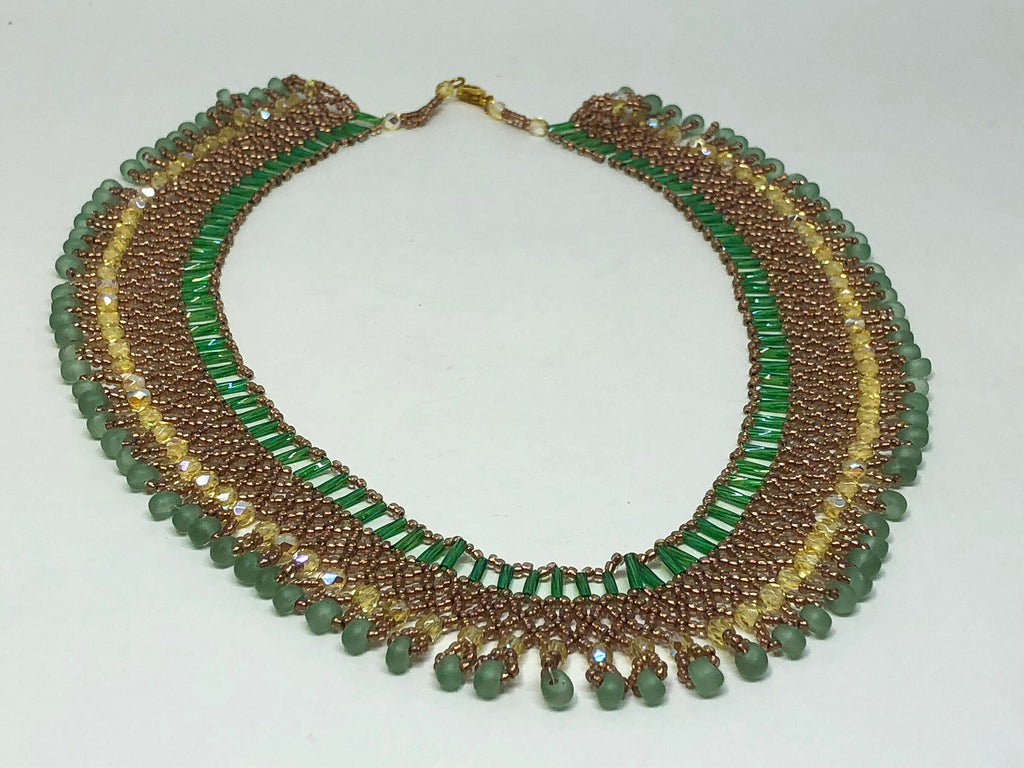 Mint Green Salmon Beadweaving Necklace
