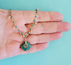 Aventurine & Crystal Necklace - Swirl Crystal Necklace with Aventurine