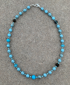 Lanyard/Necklace | OOAK artisan design robin's egg blue, faux-turquoise, faux-pearls vintage glass beads