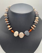 Necklace set | River stones beach pebbles amber nuggets vintage German glass Celtic knot clasp