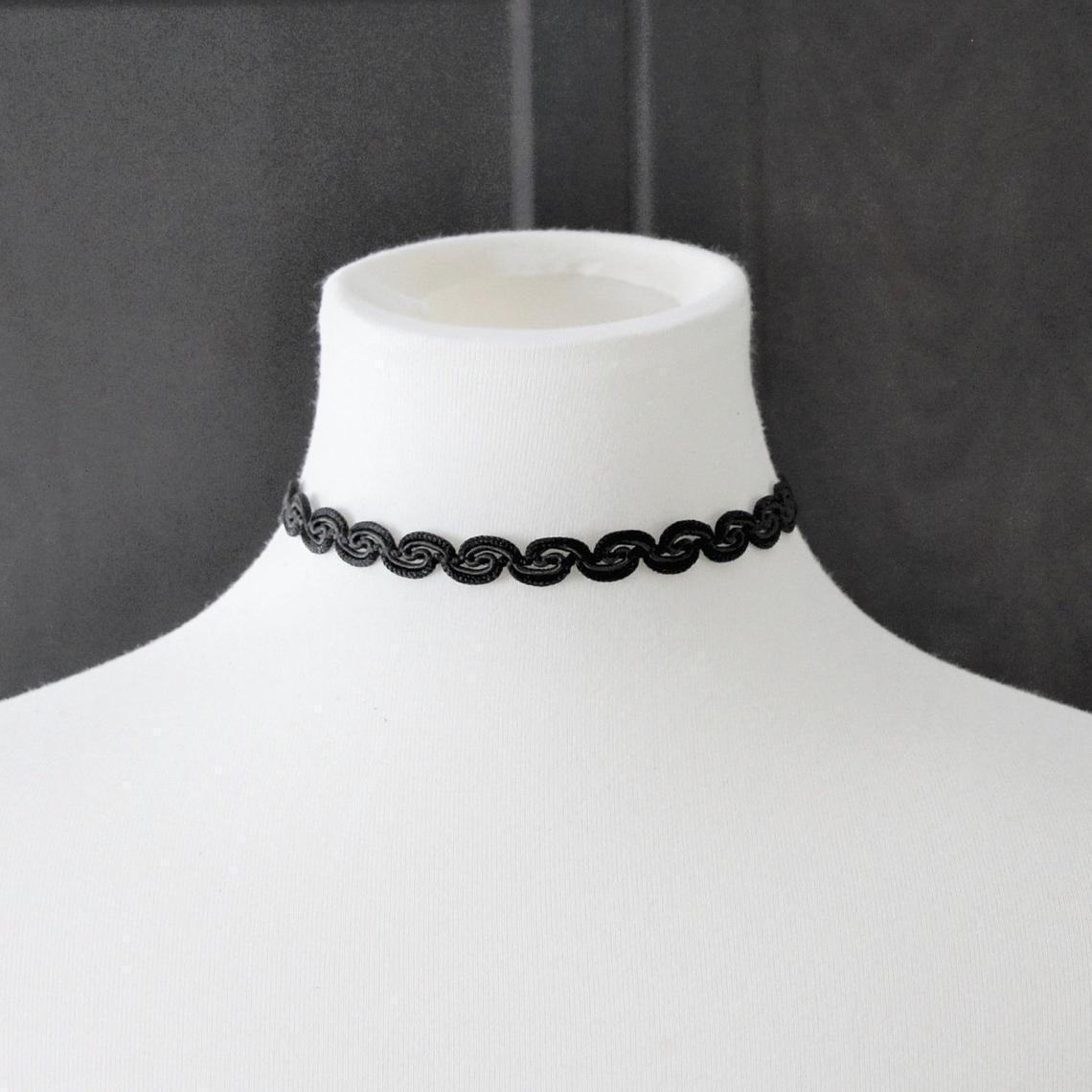 Black Choker. Beautiful black adjustable choker with lobster claw clasp. 13.25 - 15.5 inches long × 7/16 inch wide