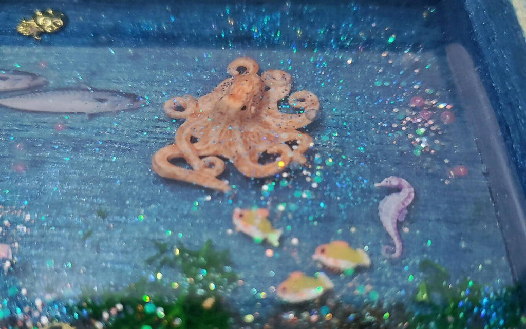 Framed Resin Ocean Sealife Wall Hanging or Tabletop Art