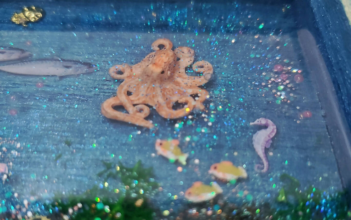 Framed Resin Ocean Sealife Wall Hanging or Tabletop Art