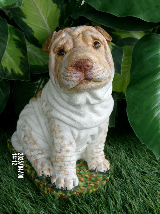 Shar-Pei Dog Concrete Statue 4.75 x 7 x 8" High