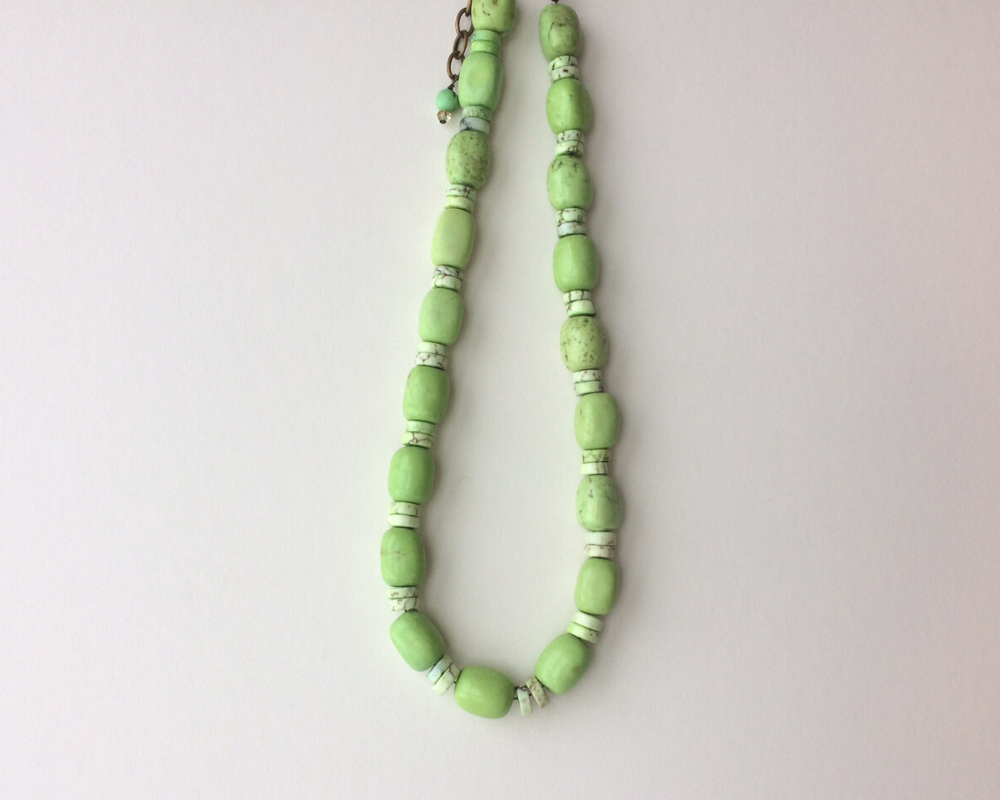 Chunky green beaded necklace