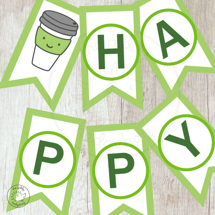 DIY Printable Custom Coffee Themed Birthday Banner, INSTANT DOWNLOAD