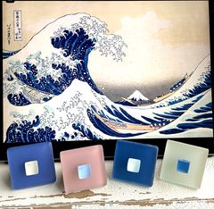 Beach Glass Knobs Coordinated with The Great Wave by Hokusai