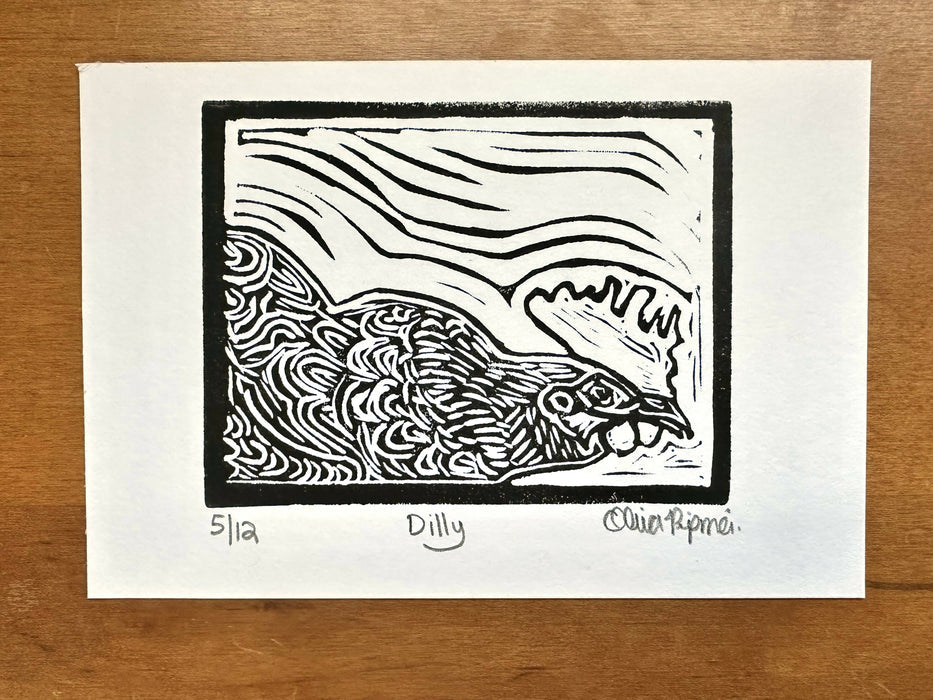 "Dilly" - block print