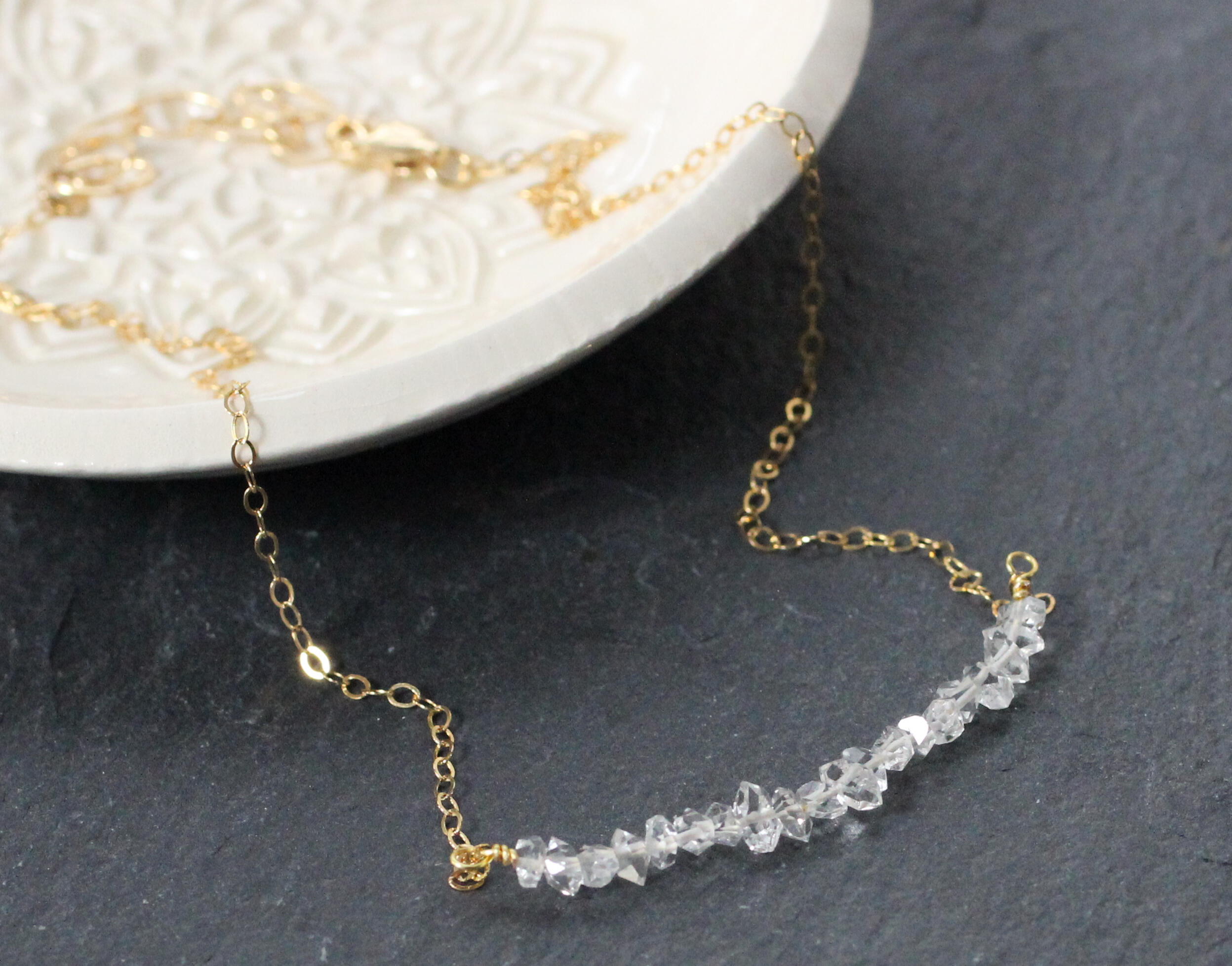 Herkimer Diamond Bar Necklace