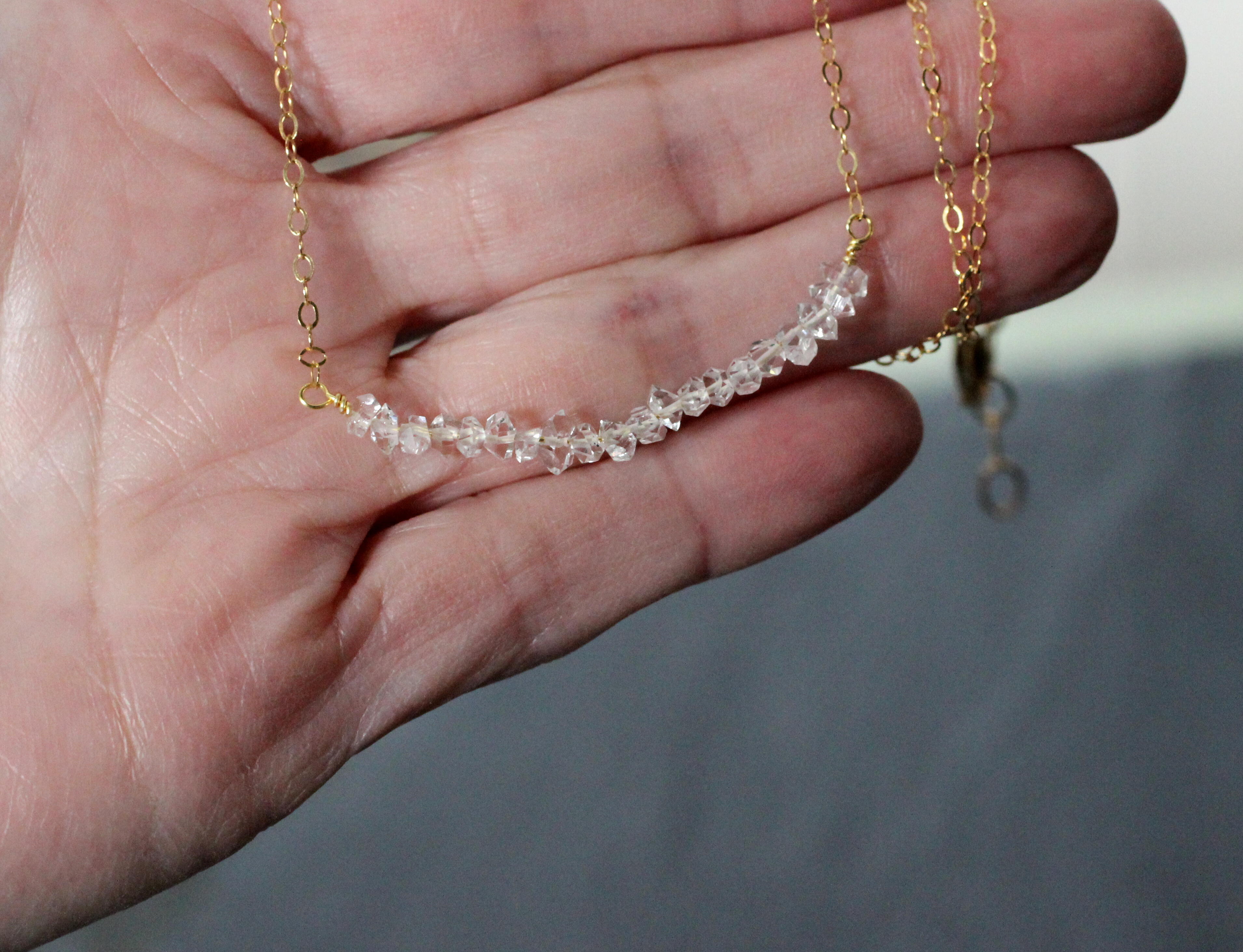 Herkimer Diamond Bar Necklace