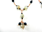 Gray and Black Dragons Vein Agate Gemstone Copper Wire Wrapped Necklace with Matching Earrings