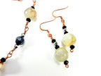 Gray and Black Dragons Vein Agate Gemstone Copper Wire Wrapped Necklace with Matching Earrings