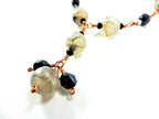 Gray and Black Dragons Vein Agate Gemstone Copper Wire Wrapped Necklace with Matching Earrings