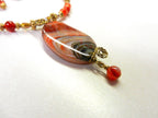Orange Cream and Black Banded Agate Gemstone Necklace and Matching Earrings