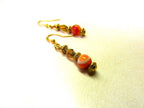 Orange Cream and Black Banded Agate Gemstone Necklace and Matching Earrings