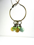 Brown Leather Necklace with Amazonite Gemstone Beads and Matching Earrings