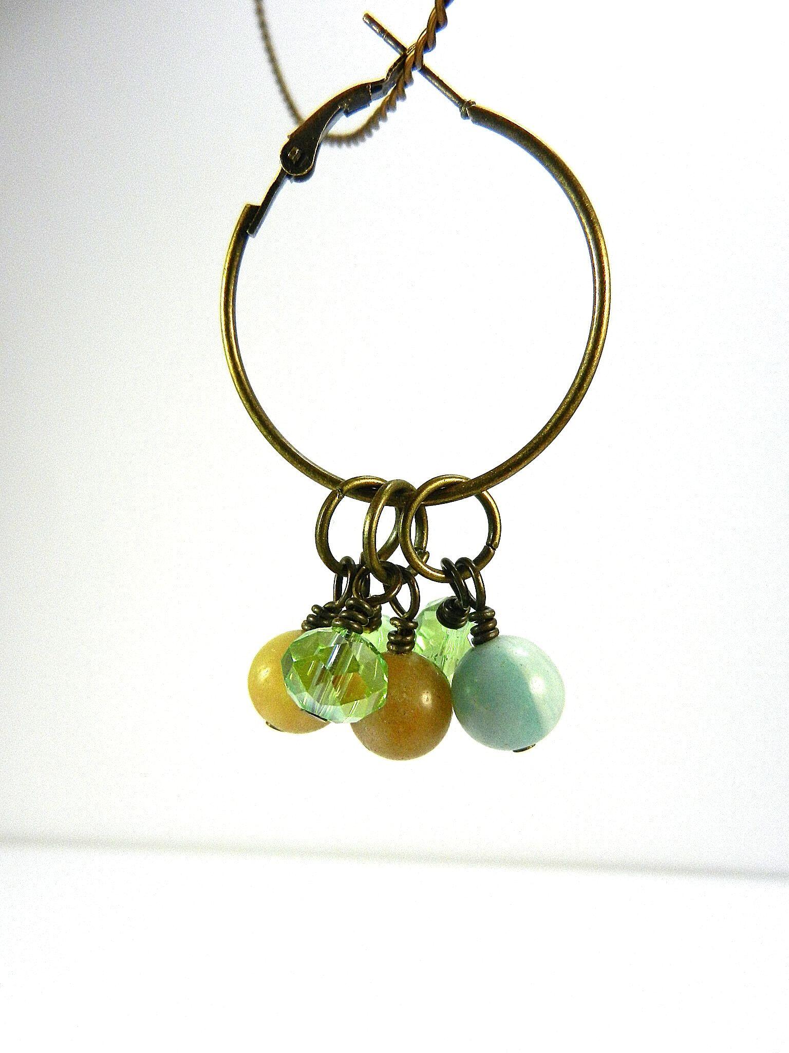 Brown Leather Necklace with Amazonite Gemstone Beads and Matching Earrings