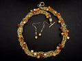 Gold Wire Crocheted Necklace with Matching Earrings