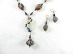 Copper Wire Wrapped Agate and Clay Bead Necklace and Matching Earrings