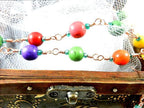 Copper Wire Wrapped Red Purple Orange Yellow Green Turquoise Necklace with Matching Earrings