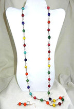 Copper Wire Wrapped Red Purple Orange Yellow Green Turquoise Necklace with Matching Earrings