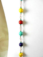 Copper Wire Wrapped Red Purple Orange Yellow Green Turquoise Necklace with Matching Earrings