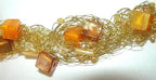 Gold Wire Crocheted Necklace with Matching Earrings