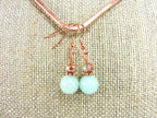 Copper Hammered Choker with a Light Blue Aqua Terra Jasper Round Pendant Gemstone Copper Wire Wrapped with Matching Aqua Marine Gemstone Earrings
