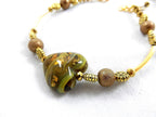 Gold Lamp Work Heart Necklace with a Matching Bracelet and Earrings