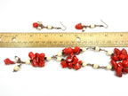 Copper Wire Wrapped Red Bamboo Coral with White Jasper and Turquoise Necklace with Matching Earrings