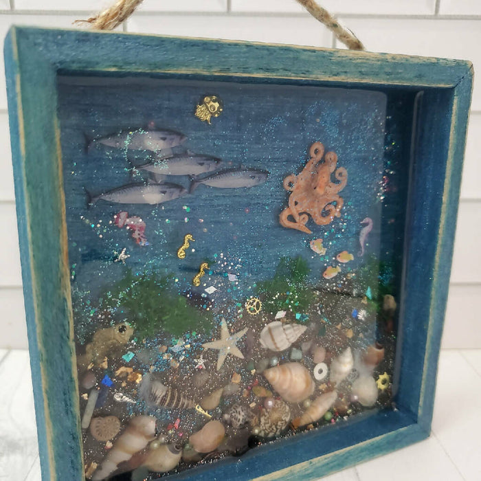 Framed Resin Ocean Sealife Wall Hanging or Tabletop Art