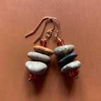 Necklace set | River stones beach pebbles amber nuggets vintage German glass Celtic knot clasp
