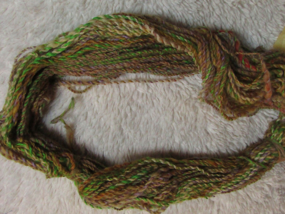Handspun 2 ply wool Mardi Gras yarn