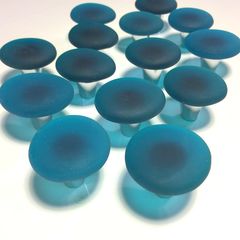 Teal Beach Glass Cabinet Knob Drawer Pull $12