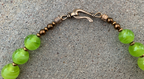 Necklace Set | Bronze angelwing shell pendant, 1950s chartreuse/aventurina 3-sided glass beads