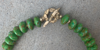 Necklace Set | Apple green turquoise rondelles, 1920-30s metallic glass pearl focal, artisan bronze