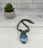 Teal and Brown Glass Pendant Necklace, Beaded Necklace, Nickel Free, 19 Inch