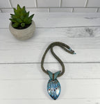 Teal and Brown Glass Pendant Necklace, Beaded Necklace, Nickel Free, 19 Inch