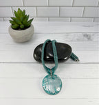 Teal and Silver Glass Pendant Necklace, Beaded Necklace, Nickel Free, 20 Inches