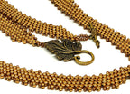 Gold Flower Drop Beadweaving Necklace